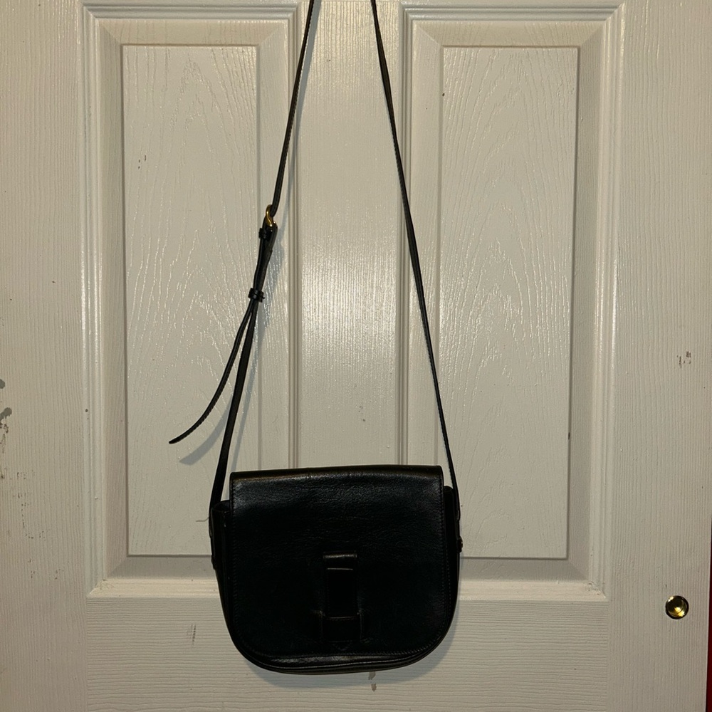 Banana Republic Black Leather Crossbody Saddle Bag